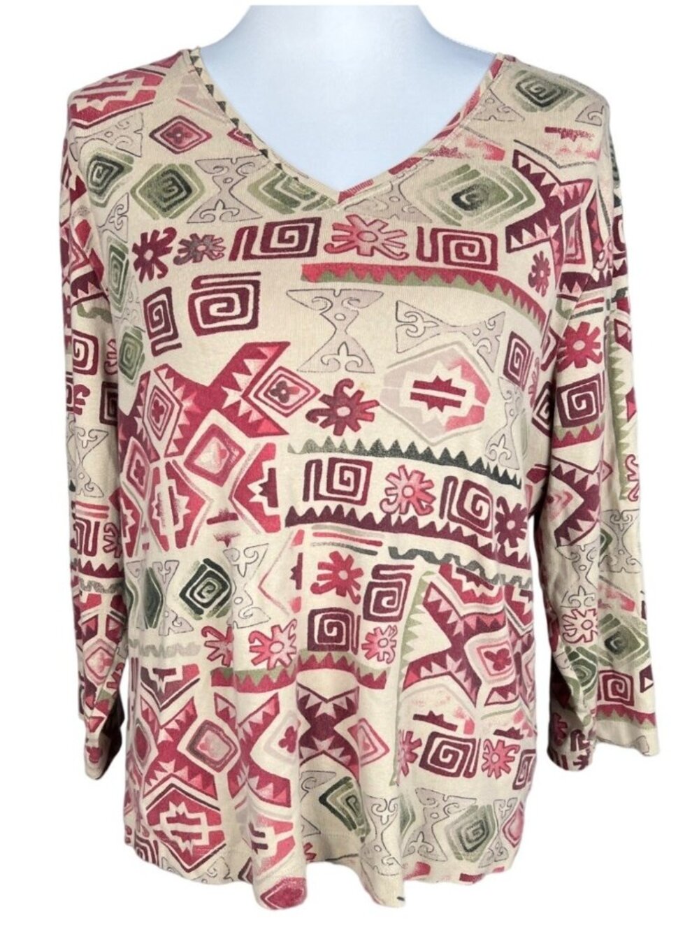 Chico's Long Sleeve V Neck Cotton Tee Size XL